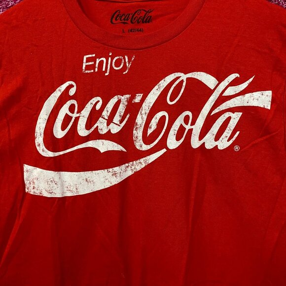 Coca-Cola Enjoy Coke Spell-Out Cursive Logo Promo Tee L - Picture 2 of 4
